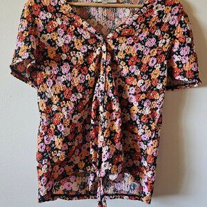 Loft tie-front floral blouse